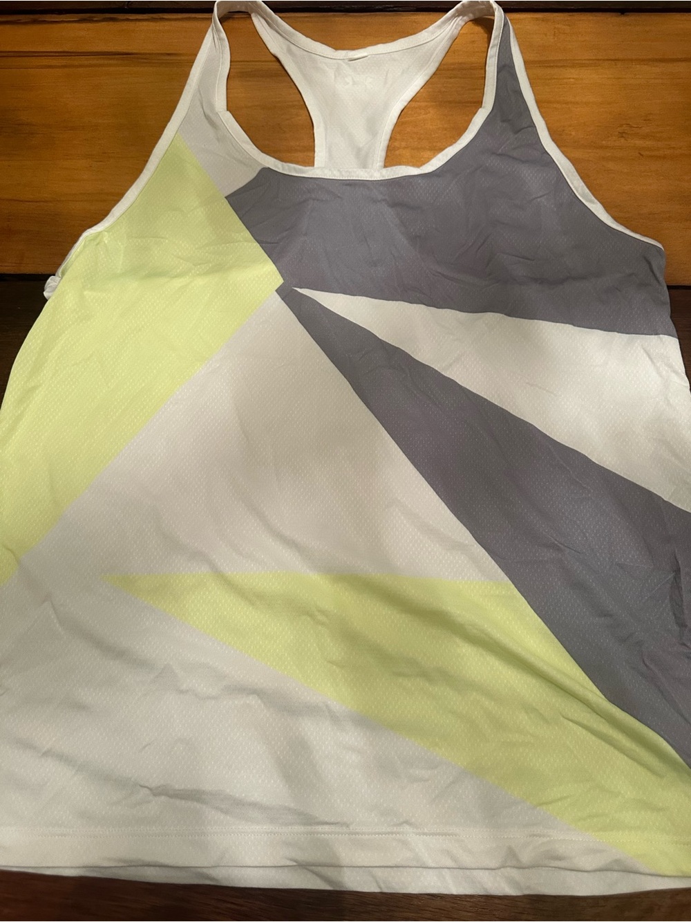 Under Armour White, Gray & Yellow Geometric Racerback Tank Top Size Small